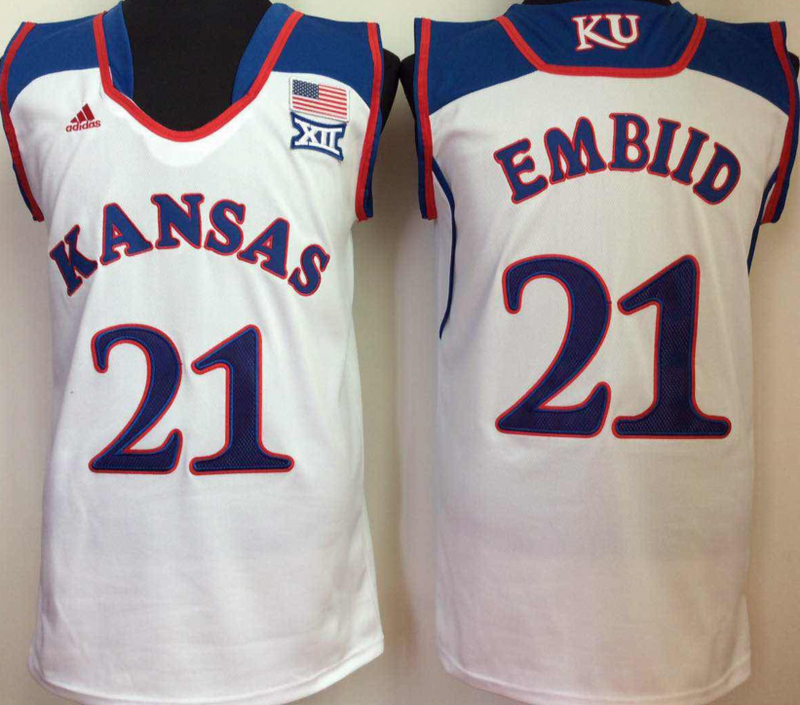 Kansas-Jayhawks-21-Joel-Embiid-White-College-Basketball-Jersey