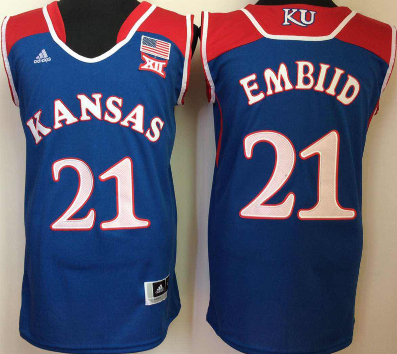 Kansas-Jayhawks-21-Joel-Embiid-Blue-College-Basketball-Jersey