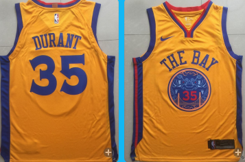 Warriors-35-Kevin-Durant city yellow heat apploed jersey