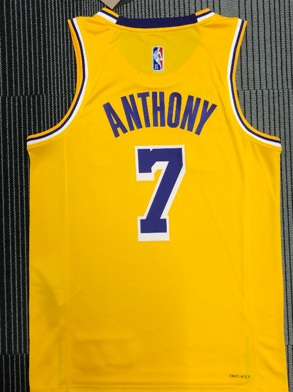 Los Angeles Lakers #7 Carmelo Anthony yellow 75th jersey