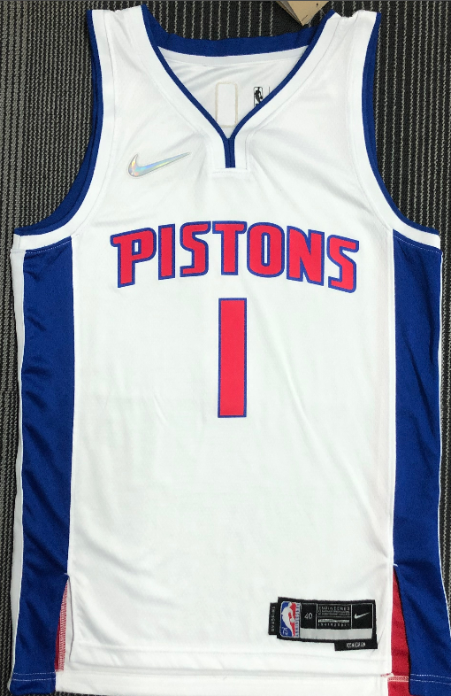 Detroit Pistons #1 white 75th jersey