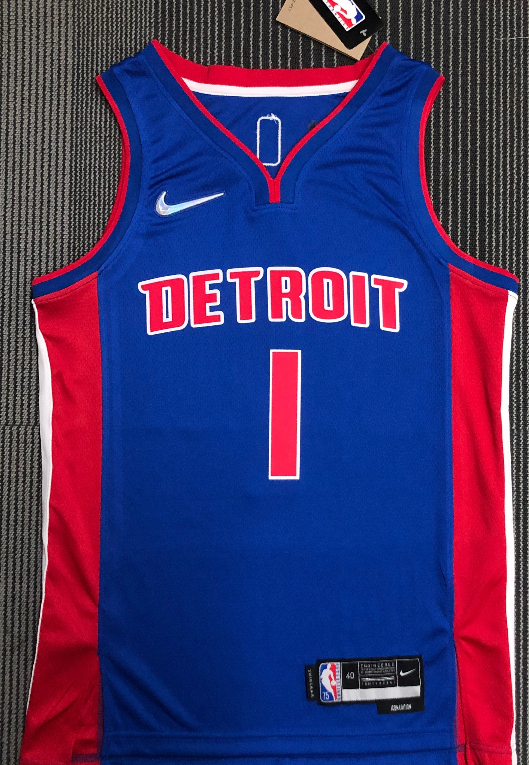 Detroit Pistons #1 blue 75th jersey