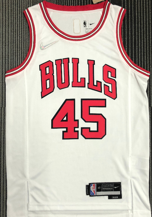 Chicago Bulls#45 white 75th jersey