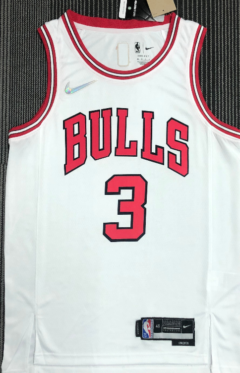 Chicago Bulls#3 white 75th jersey