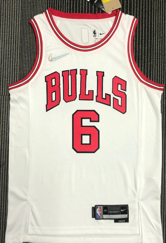 Chicago Bulls#6 white 75th jersey