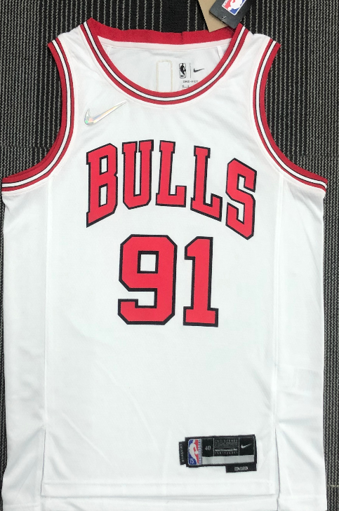 Chicago Bulls#91 white 75th jersey