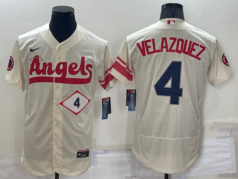 Men's Los Angeles Angels #4 Andrew Velazquez 2022 Cream City Connect Flex Base Stitched
