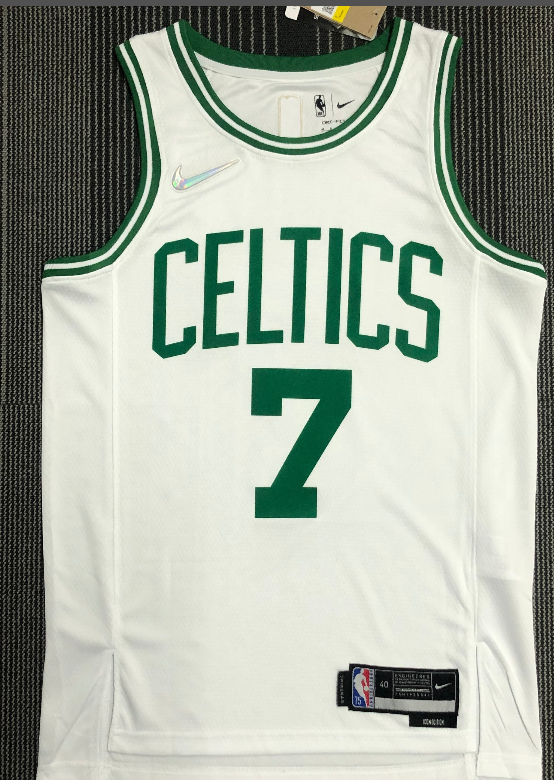 Celtics-7-Jaylen-Brown white 75th jersey