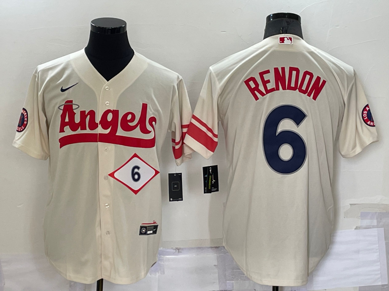 Men's Los Angeles Angels #6 Anthony Rendon 2022 Cream City Connect Cool Base Stitched