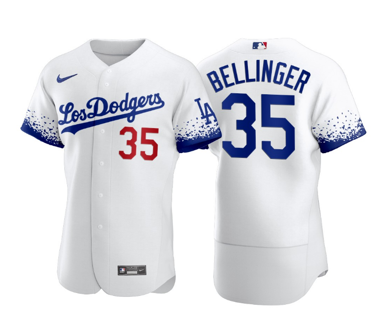 Los Angeles Dodgers #35 Bellinger 2021 white City Connect Flex Base Stitched Baseball Jersey