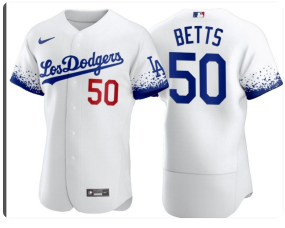 Los Angeles Dodgers #50 betts2021 white City Connect Flex Base Stitched Baseball Jersey