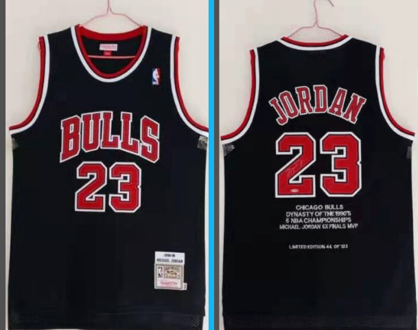 Bulls-23-Michael-Jordan-Black retired singature jersey