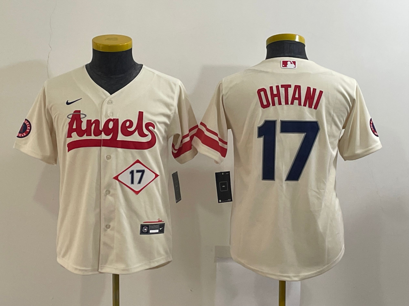 Youth Los Angeles Angels #17 Shohei Ohtani 2022 Cream City Connect Stitched Jersey