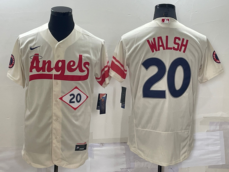 Men's Los Angeles Angels #20 Jared Walsh 2022 Cream City Connect Flex Base Stitched