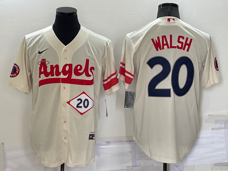 Men's Los Angeles Angels #20 Jared Walsh 2022 Cream City Connect Cool Base Stitched