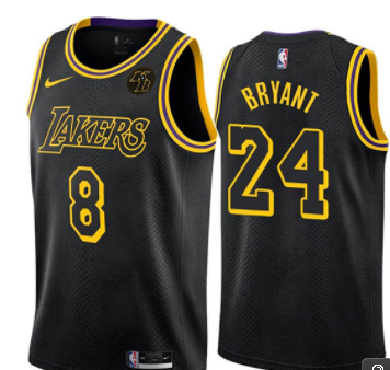 Men's Los Angeles Lakers Front #8 Back #24 Kobe Bryant Black Stitched NBA Jersey