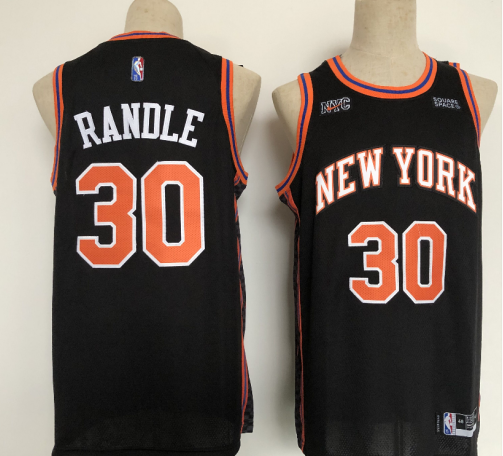 Men's New York Knicks #30 Julius Randle Black 75th Anniversary Stitched Basketball