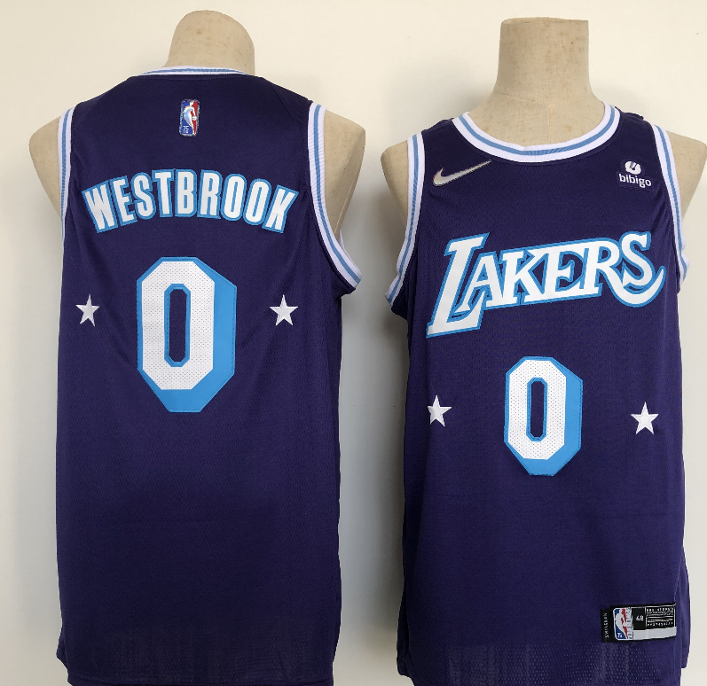 Men's Los Angeles Lakers #0 Russell Westbrook Purple 2021 City Edition 75th Anniversary