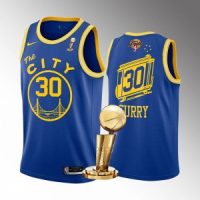 NBA Warriors 30 Stephen Curry Blue 2022 Finals Champions Nike Men Jersey