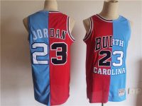 Chicago Bulls North Carolina #23 Michael Jordan White Blue Split Throwback Stitched Jersey