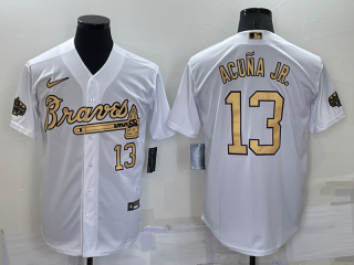 Atlanta Braves #13 Ronald Acuna Jr. 2022 All-Star White Cool Base Stitched Baseball