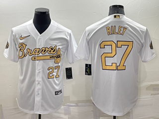 Atlanta Braves #27 Austin Riley 2022 All-Star White Cool Base Stitched Baseball Jersey