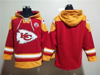 Kansas City Chiefs Blank Red Lace-Up Pullover Hoodie