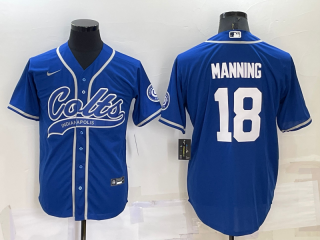 Indianapolis Colts #18 Peyton Manning Royal Cool Base Stitched Baseball Jersey