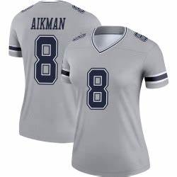 Troy Aikman #8 gray women inverted jersey