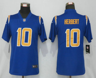 Chargers-10-Justin-Herbert navy blue women jersey