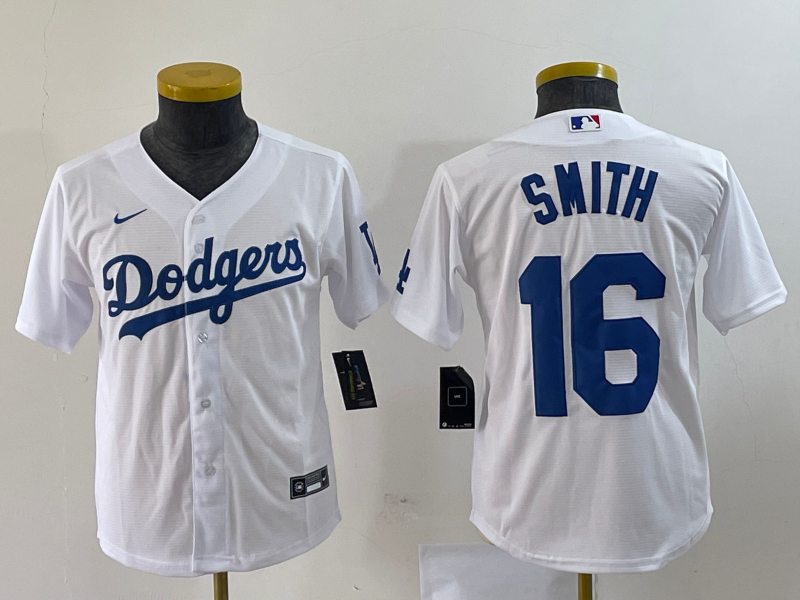 Youth Los Angeles Dodgers #16 Will Smith White Stitched Baseball Jersey